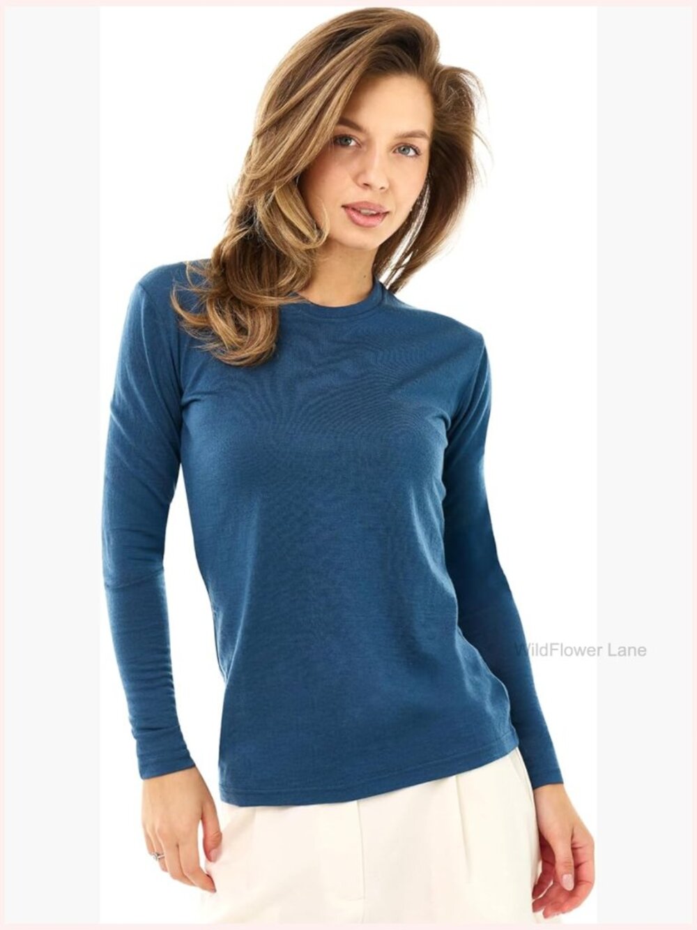 100% Merino Wool Base Layer Women Thermal Underwear Long Sleeve T-Shirt Hiking
